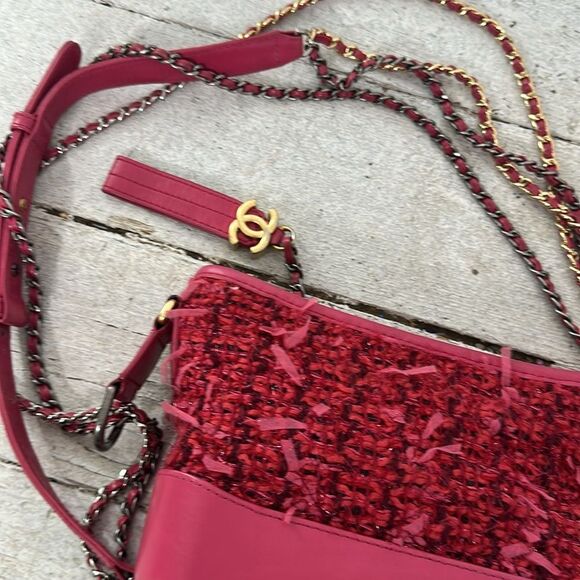 Vintage Y2K Pink Preppy Tweed 2 Way Shoulder Crossbody Bag - Picture 2 of 10